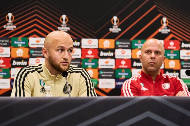 UEFA Europa League press conference, PK, Pressekonferenz and training of Feyenoord Graz - Gernot Trauner of Feyenoord, Feyenoord coach Arne Slot during the press conference and training of Feyenoord at Stadion Graz-Liebenau on 26 October 2022 in Graz, Austria. Copyright: xTomxBodex