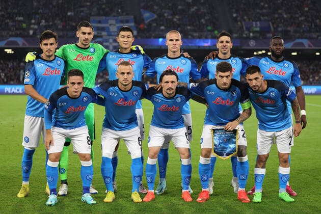 NAPLES, ITALY - OCTOBER 26: SSC Napoli starting eleven during the Champions League match between SSC Napoli and Glasgow Rangers on October 26, 2022 in Naples, Italy. Photo by Fotoagenzia Copyright: xFotoagenziax
