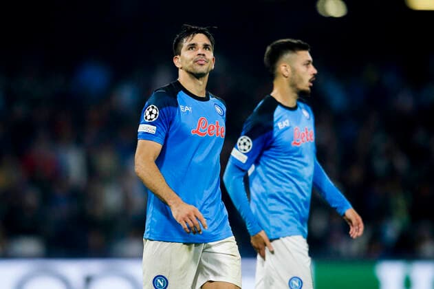 CL Group A football match SSC Napoli vs Renger Glasgow SSC Napoli s Argentine forward Giovanni Simeone celebrate victory match During the Champions League Group A football match between SSC Napoli and Renger Glasgow at Diego Armando Maradona stadium in Naples, southern Italy, on October 26, 2022. _BP12595 Copyright: xAntonioxBalascox