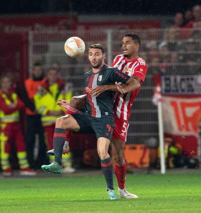 Football, Men, Season 2022 2023, Europa League Group Stage, Group D, Matchday 5 , 1 FC Union Berlin SC Braga, v l Abel Ruiz SC Braga , Danilho Doekhi 1 FC Union Berlin , 27 10 2022, Copyright: xSebastianxRäppold MatthiasxKochx