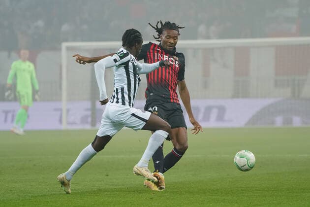 Khephren Thuram (OGC Nice) - Fousseni Diabate (FK Partizan) FOOTBALL : OGC Nice vs FK Partizan - Conference League - Phase de groupe - Nice - 27 10 2022 NorbertScanella Panoramic 