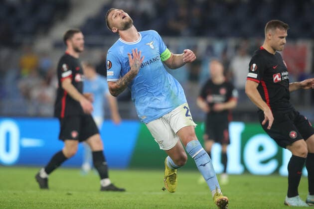 Rome, Italy 27.10.2022: Milinkovic Savic of Lazio In action during the Uefa Europe League 2022-2023 , Group F - SS matchday 5, football match between SS Lazio vs FC Midtjylland at Olympic Stadium in Rome, Italy.  Copyright: xmarcoxiacobuccix xipa-agency.netx xmarcoxiacobuccix 0