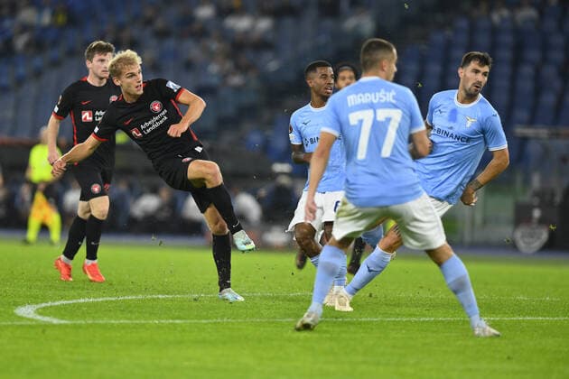 October 27, 2022, Rome, Italy: Gustav Isaksen of FC Midtjylland during the fifth day of UEFA Europa League Group F match between S.S. Lazio and FC Midtjylland at Olimpico Stadium on October 27, 2022 in Rome, Italy. football Europa League match - SS Lazio vs FC Midtjylland, Rome, Italy  - ZUMAl164 20221027_zsa_l164_020 Copyright: xDomenicoxCippitellix