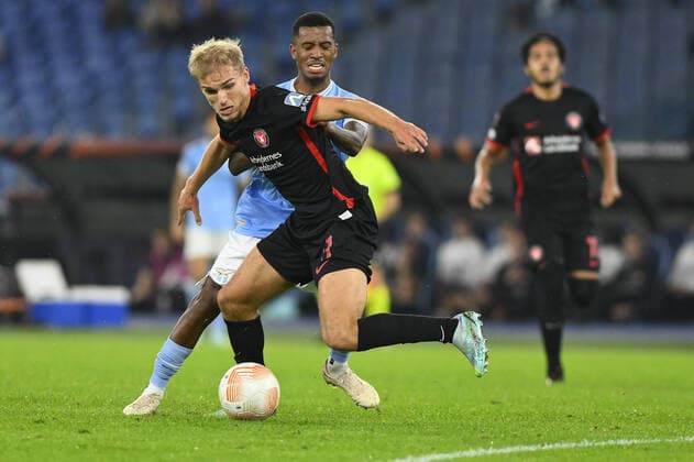 SS Lazio v FC Midtjylland: Group F - UEFA Europa League Gustav Isaksen of FC Midtjylland during the fifth day of UEFA Europa League Group F match between S.S. Lazio and FC Midtjylland at Olimpico Stadium on October 27, 2022 in Rome, Italy. Rome Italy  Copyright: xDomenicoxCippitellix originalFilename:livemedia-sslaziov221027_np06x.jpg