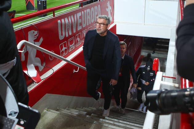 27 10 2022, xtgx, football UEFA Europa League, 1 FC Union Berlin Sporting Braga emspor, v l Urs Fischer Union Berlin, coach DFL DFB REGULATIONS PROHIBIT ANY USE OF PHOTOGRAPHS as IMAGE SEQUENCES and or QUASI VIDEO Berlin