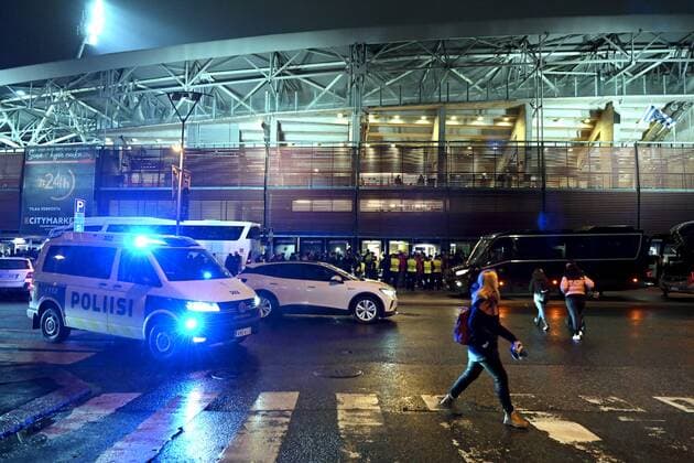 Police car outside the Bolt Stadium before the football UEFA Europa League Group C match HJK vs. AS Roma in Helsinki, Finland on Thursday, 27th Oct., 2022. Helsinki Finland LKFTJK20221027205828DCLX  Copyright: xEmmixKorhonenx LKFTJK20221027205828DCLX