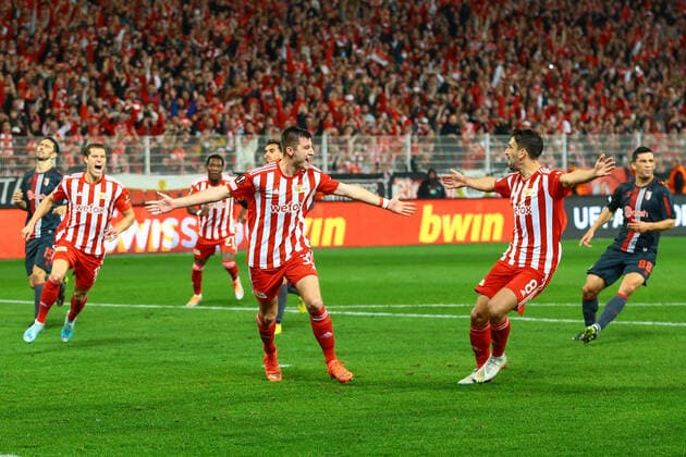 27 10 2022, xtgx, football UEFA Europa League, 1 FC Union Berlin Sporting Braga emspor, v l Robin Knoche Union Berlin, 31 Jubel, Torjubel, jubelt über das Tor, celebrate the goal, celebration DFL DFB REGULATIONS PROHIBIT ANY USE OF PHOTOGRAPHS as IMAGE SEQUENCES and or QUASI VIDEO Berlin