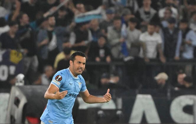 October 27, 2022, ROME, ITALY: Lazios Pedro Ramirez jubilates after scoring the 2-1 gol during Europa League Group F soccer match between SS Lazio and FC Midtjylland at Stadio Olimpico in Rome, Italy, 27 October 2022. ANSA MAURIZIO BRAMBATTI Europa League: Lazio vs Midtjylland  - ZUMAa110 20221027_zaf_a110_061 Copyright: xMaurizioxBrambattixBtx