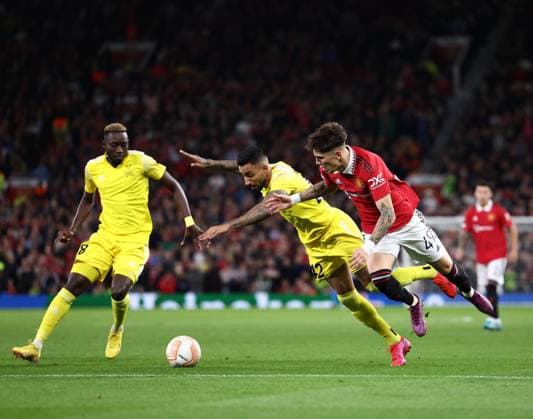 Manchester, England, 27th October 2022. Alejandro Garnacho of Manchester United, ManU with Renan Guedes Borges of FC Sheriff Tiraspol during the UEFA Europa League match at Old Trafford, Manchester. Picture credit should read: Darren Staples Sportimage EDITORIAL USE ONLY. No use with unauthorised audio, video, data, fixture lists, club league logos or live services. Online in-match use limited to 120 images, no video emulation. No use in betting, games or single club league player publications. SPI-1993-0015