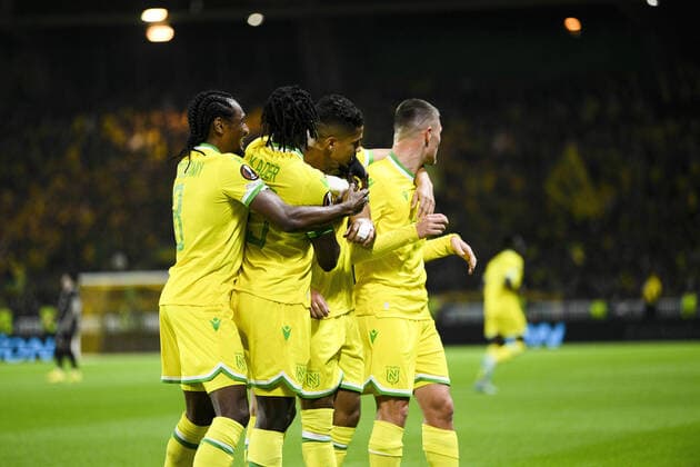 joie des joueurs de Nantes apres le but de Ludovic Blas (Nantes) FOOTBALL : FC NANTES vs QARABAH FK - Ligue Europa - J5 - 27 10 2022 JBAutissier Panoramic 