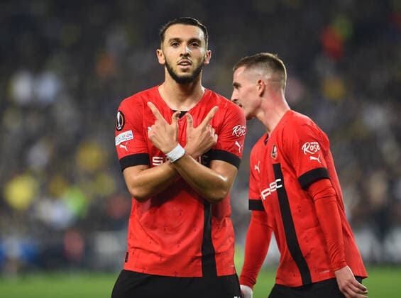 Amine Gouiri 19 of Stade Rennes during the UEFA Europa League group B match between Fenerbahce and Stade Rennes at Ulker Sukru Saracoglu Stadium in Istanbul, Turkey on October 27, 2022. ( Photo by Seskimphoto ) 