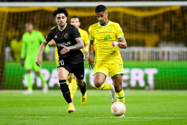 Ludovic Blas (Nantes) vs Kadi Borges (Qarabah) FOOTBALL : FC NANTES vs QARABAH FK - Ligue Europa - J5 - 27 10 2022 JBAutissier Panoramic 