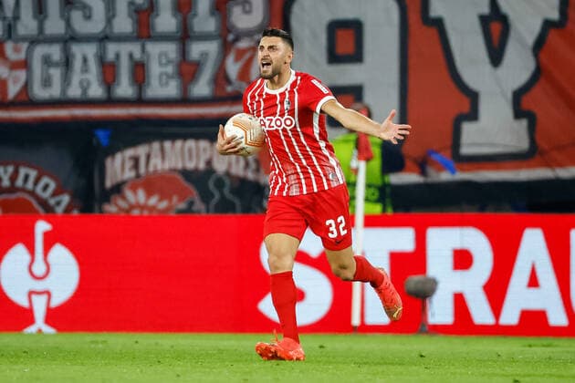 Vincenzo Grifo SC Freiburg, 32 gesture, gestures, gestures , GER, SC Freiburg vs Olympiacos FC, football, UEFA Europa League, Matchday 5, Group Stage, 27 10 2022 GER, SC Freiburg vs Olympiacos FC, football, UEFA Europa League, Matchday 5, Group Stage, 27 10 2022 Freiburg im Breisgau, Germany Copyright: xEibner-Pressefoto GrantxHubbsx EP_GHS