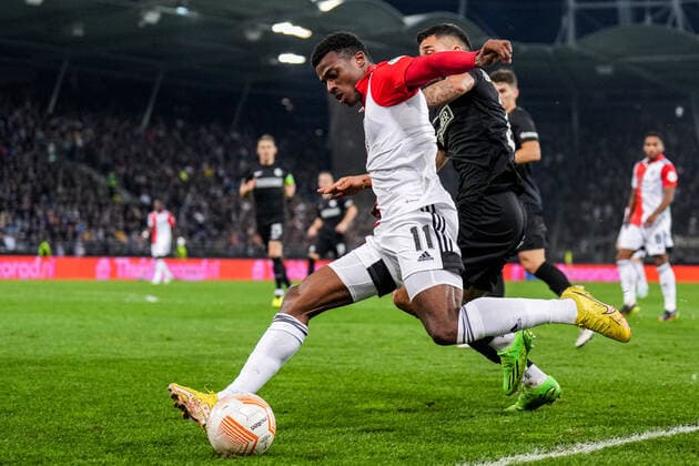UEFA Europa League: SK Sturm Graz v Feyenoord Graz - Javairo Dilrosun of Feyenoord during the match between SK Sturm Graz v Feyenoord at Stadion Graz-Liebenau on 27 October 2022 in Graz, Austria. Copyright: xYannickxVerhoevenx
