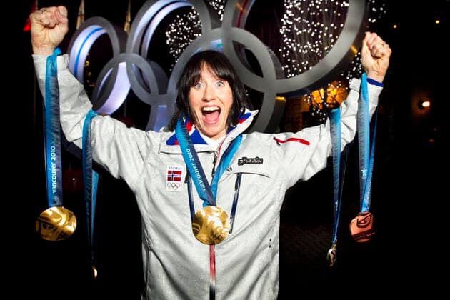 VANCOUVER, WHISTLER, CANADA 20100228. Marit Bjorgen with all the medals she won in cross-country skiing in Whistler Olympic Park during the Olympics in Vancouver 2010. Three gold (relay, skiathlon, Team Sprint), a silver in the 30 km and a bronze in the 10 km. VANCOUVER, WHISTLER CANADA x10550x *** VANCOUVER, WHISTLER, CANADA 20100228 Marit Bjorgen with all the medals she won in cross country skiing in Whistler Olympic Park during the Olympics in Vancouver 2010 Three gold relay, skiathlon, Team Sprint , a silver in the 30 km and a bronze in the 10 km VANCOUVER, WHISTLER CANADA x10550x,  Copyright: xJunge,xHeikox OS 2010