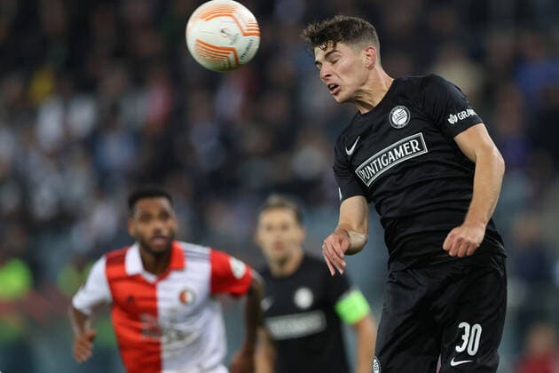 SOCCER - UEFA EL, Sturm vs Feyenoord GRAZ,AUSTRIA,27.OCT.22 - SOCCER - UEFA Europa League, group stage, SK Sturm Graz vs Feyenoord Rotterdam. Image shows Ivan Ljubic (Sturm).  GEPAxpictures xHansxOberlaender