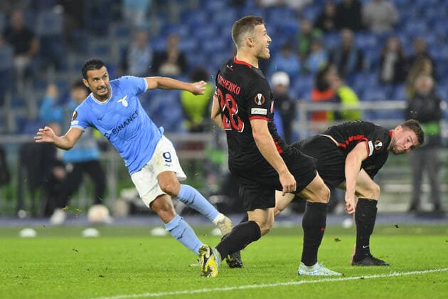 October 27, 2022, Rome, Italy: Pedro of S.S. LAZIO during the fifth day of UEFA Europa League Group F match between S.S. Lazio and FC Midtjylland at Olimpico Stadium on October 27, 2022 in Rome, Italy. football Europa League match - SS Lazio vs FC Midtjylland, Rome, Italy  - ZUMAl164 20221027_zsa_l164_252 Copyright: xDomenicoxCippitellix