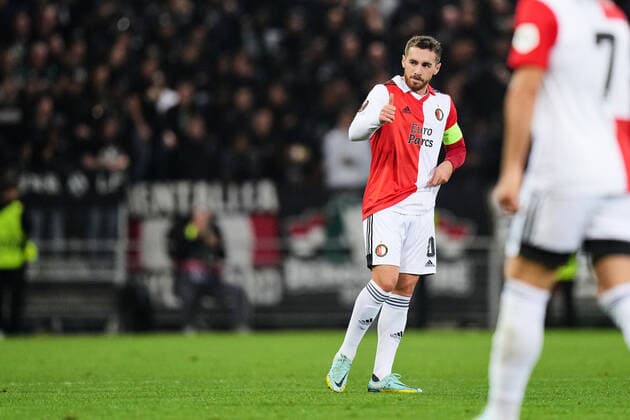 UEFA Europa League: SK Sturm Graz v Feyenoord Graz - Orkun Kokcu of Feyenoord during the match between SK Sturm Graz v Feyenoord at Stadion Graz-Liebenau (Merkur Arena) on 27 October 2022 in Graz, Austria. Copyright: xYannickxVerhoevenx