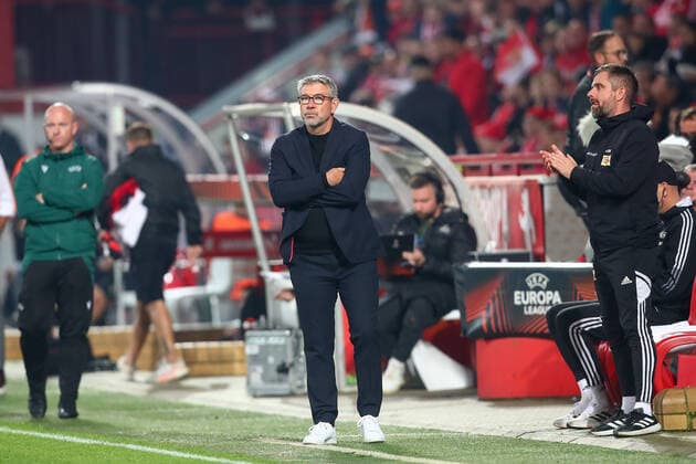27 10 2022, xtgx, football UEFA Europa League, 1 FC Union Berlin Sporting Braga emspor, v l Urs Fischer Union Berlin, coach DFL DFB REGULATIONS PROHIBIT ANY USE OF PHOTOGRAPHS as IMAGE SEQUENCES and or QUASI VIDEO Berlin