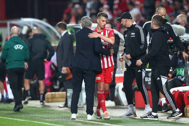 27 10 2022, xtgx, football UEFA Europa League, 1 FC Union Berlin Sporting Braga emspor, v l Urs Fischer Union Berlin, coach , Janik Haberer Union Berlin, 19 Auwechslung DFL DFB REGULATIONS PROHIBIT ANY USE OF PHOTOGRAPHS as IMAGE SEQUENCES and or QUASI VIDEO Berlin