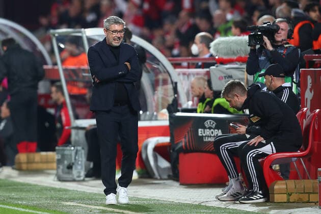 27 10 2022, xtgx, football UEFA Europa League, 1 FC Union Berlin Sporting Braga emspor, v l Urs Fischer Union Berlin, coach DFL DFB REGULATIONS PROHIBIT ANY USE OF PHOTOGRAPHS as IMAGE SEQUENCES and or QUASI VIDEO Berlin