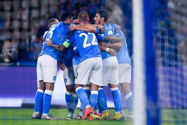 Giovanni Simeone of SSC Napoli celebrates scoring second goal during the UEFA Champions League match between Napoli and Rangers FC at Stadio Diego Armando Maradona, Naples, Italy on 26 October 2022. Photo by Giuseppe Maffia. Naples Stadio Diego Armando Maradona Naples Italy Copyright: xGiuseppexMaffiax SP24-455-133