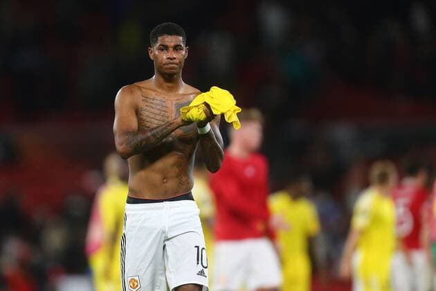 Mandatory Credit: Photo by Phil Oldham Shutterstock (13491515cc) Marcus Rashford of Manchester United, ManU Manchester United v Sheriff Tiraspol, UEFA Europa League, Group E, Football, Old Trafford, Manchester, UK - 27 Oct 2022 EDITORIAL USE ONLY No use with unauthorised audio, video, data, fixture lists, club league logos or live services. Online in-match use limited to 120 images, no video emulation. No use in betting, games or single club league player publications. Manchester United v Sheriff Tiraspol, UEFA Europa League, Group E, Football, Old Trafford, Manchester, UK - 27 Oct 2022 EDITORIAL USE ONLY No use with unauthorised audio, video, data, fixture lists, club league logos or live services. Online in-match use limited to 120 images, no video emulation. No use in betting, games or single club league player publications. Copyright: xPhilxOldham Shutterstockx 13491515cc
