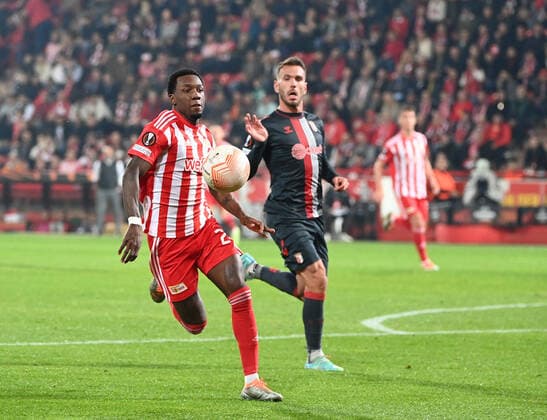 Football, Men, Season 2022 2023, Europa League Group D, Matchday 5 1 FC Union Berlin SC Sporting Braga, v l Sheraldo Becker 1 FC Union , Nuno Sequeira SC Sporting Braga , 27 10 2022, Copyright: xMatthiasxKochx