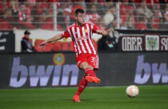 Robin Knoche single image crop action sports soccer soccer UEL UEFA Europa League men season 2022 2023 27 10 2022 1 FC Union Berlin FCU vs SC Sporting Braga DFL regulations prohibit any use of photographs as image sequences and or quasi video