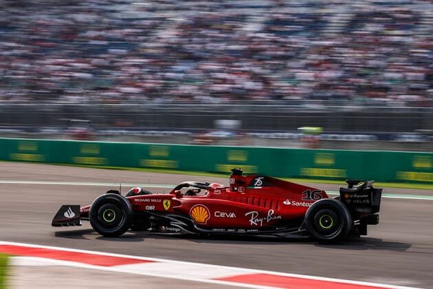 16 LECLERC Charles (mco), Scuderia Ferrari F1-75, action during the Formula 1 Grand Premio de la Ciudad de Mexico 2022, Mexican Grand Prix 2022, 20th round of the 2022 FIA Formula One World Championship, WM, Weltmeisterschaft from October 28 to 30, 2022 on the Autodromo Hermanos Rodriguez, in Mexico City, Mexico - F1 - MEXICO CITY GRAND PRIX 2022 DPPI Panoramic  00122045__R5_1030