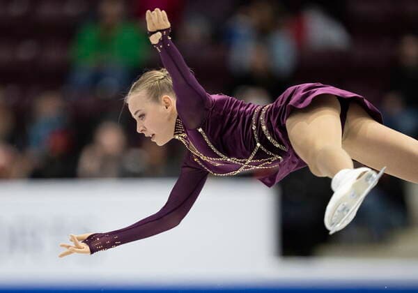 October 29, 2022, Mississauga, ON, Canada: Niina Petrokina of Estonia performs her free program during the women competition at Skate Canada International in Mississauga, Ont., on Saturday, October 29, 2022. Niina Petrokina  - ZUMAc35_ 20221029_zaf_c35_022 Copyright: xPaulxChiassonx
