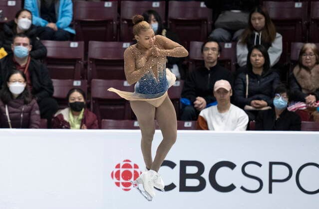 October 29, 2022, Mississauga, ON, Canada: Starr Andrews of the United States performs her free program during the women competition at Skate Canada International in Mississauga, Ont., on Saturday, October 29, 2022. Starr Andrews  - ZUMAc35_ 20221029_zaf_c35_041 Copyright: xPaulxChiassonx