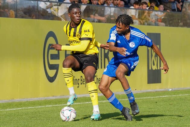 Sunday, 30 10 2022 Season 2022 2023 9 Matchday B Junioren Bundesliga U17 Bundesliga at BVB Fußballpark Hohenbuschei, Dortmund, Germany BV Borussia Dortmund U17 FC Schalke 04 U17 William Rashidi Borussia Dortmund U17 15 , Takang Ngufor Anubodem