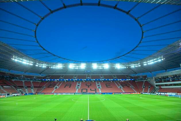LEVERKUSEN, GERMANY - OCTOBER 31 : General view inside the stadium prior to the UEFA Champions League Group stage - Group B match between Bayer 04 Leverkusen and Club Brugge at the BayArena on October 31, 2022 in Leverkusen, Germany , 31 10 2022 ( Bayer Leverkusen v Club Brugge - UEFA Champions League Media Activities PhotoNews Panoramic 