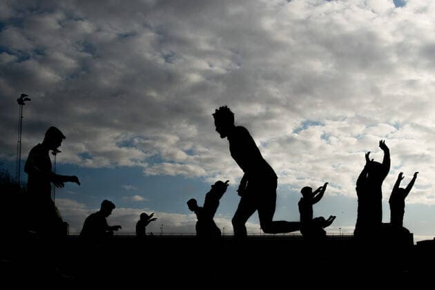 221102 Players in silhouette during a training session with Malmö FF on November 2, 2022 in Malmö Photo Petter Arvidson BILDBYRAN code PA PA0426 football football soccer fotball uefa europa league training practice training malmö ff bbeng genre,  Copyright: PETTERxARVIDSON BB221102PA001
