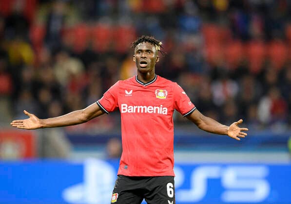 Odilon KOSSOUNOU LEV gesture, gesture, football Champions League, preliminary round 6 matchday, Bayer 04 Leverkusen LEV Club Bruegge CB 0 0, on 01 11 2022 in Leverkusen Germany Â