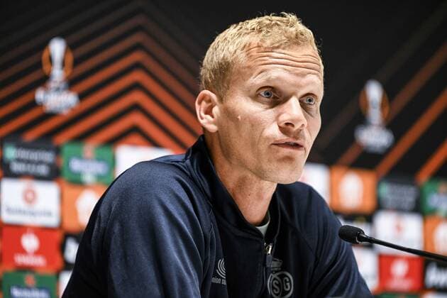 LEUVEN, BELGIUM - NOVEMBER 02 : Geraerts Karel head coach of Union St-Gilloise pictured during a press conference, PK, Pressekonferenz prior to the UEFA Europa League match between Union St-Gilloise and Union Berlin at the King Power Stadium at den Dreef November 2, 2022 in Leuven, Belgium, 2 11 2022 ( Union ST-Gilloise press conference. PhotoNews Panoramic 