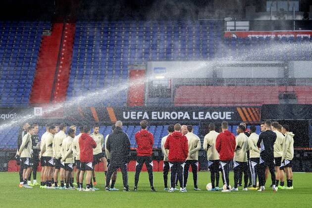 ROTTERDAM Feyenoord s squad during training prior to the UEFA Europa League match between Feyenoord and Lazio Roma at Feyenoord Stadium de Kuip on November 2, 2022 in Rotterdam, Netherlands ANP OLAF KRAAK UEFA Europa League MD 1 2022 2023 xVIxANPxSportx xxANPxIVx 457116693 originalFilename: 457116693.jpg