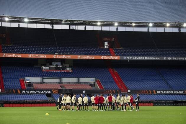 ROTTERDAM Feyenoord s squad during training prior to the UEFA Europa League match between Feyenoord and Lazio Roma at Feyenoord Stadium de Kuip on November 2, 2022 in Rotterdam, Netherlands ANP OLAF KRAAK UEFA Europa League MD 1 2022 2023 xVIxANPxSportx xxANPxIVx 457116705 originalFilename: 457116705.jpg