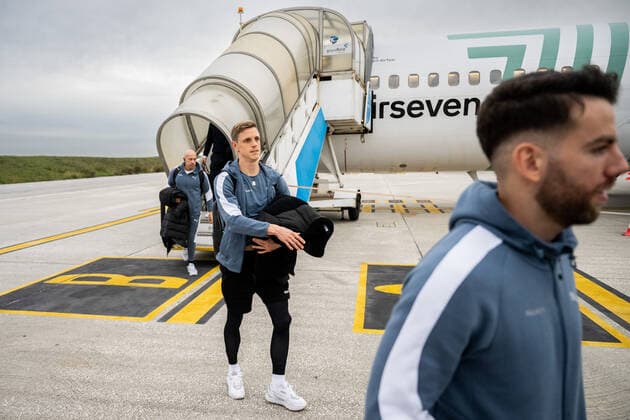 221102 Soren Rieks and Erdal Rakip during the team travel from Malmö to Braga ahead of Europa League on November 2, 2022 in Porto Photo Petter Arvidson BILDBYRAN code PA PA0428 football football soccer fotball uefa europa league resa travel malmö ff bbeng team travel,  Copyright: PETTERxARVIDSON BB221102PA090