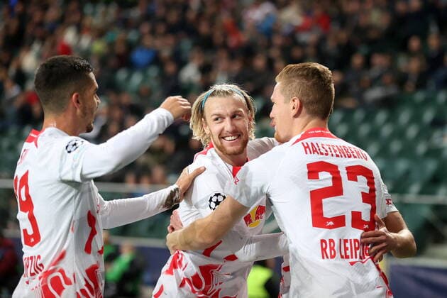 WARSZAWA 02.11.2022 MECZ 6. KOLEJKA GRUPA F LIGA MISTRZOW SEZON 2022 23: SZACHTAR DONIECK - RB LEIPZIG --- UEFA CHAMPIONS LEAGUE MATCH IN WARSAW: SHAKHTAR DONETSK - RB LEIPZIG ANDRE SILVA EMIL FORSBERG MARCEL HALSTENBERG DANI OLMO FOT. PIOTR KUCZA FOTOPYK NEWSPIX.PL --- Newspix.pl  221102PYK1065