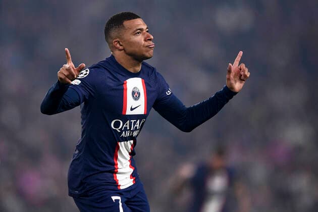 Juventus FC v Paris Saint-Germain FC - UEFA Champions League Kylian Mbappe of Paris Saint-Germain FC celebrates after scoring a goal during the UEFA Champions League football match between Juventus FC and Paris Saint-Germain FC. Turin Germany Copyright: xNicolòxCampox