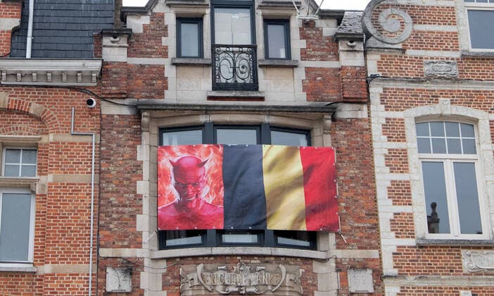 Football, men, season 2022 2023, Europa League group stage, group D, matchday 6 , Royale Union Saint Gilloise 1 FC Union Berlin, Belgium flag with devil in Leuven, 03 11 2022, Copyright: xSebastianxRäppold MatthiasxKochx