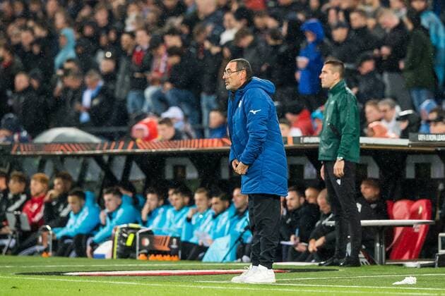 ROTTERDAM Lazio Roma coach Maurizio Sarri during the UEFA Europa League Group F match between Feyenoord and Lazio Roma at Feyenoord Stadium de Kuip on November 3, 2022 in Rotterdam, Netherlands ANP Dutch Height Cor Lasker UEFA Europa League Group F 2022 2023 xVIxANPxSportx xCorxLaskerxIVx 457174027 originalFilename: 457174027.jpg