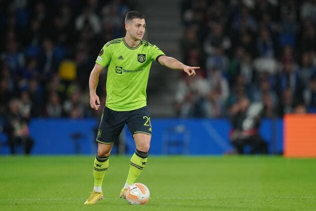 Mandatory Credit: Photo by Bagu Blanco Pressinphoto Shutterstock (13607020ad) Diogo Dalot of Manchester United, ManU Real Sociedad v Manchester United, UEFA Europa League, Group C, date 4. Football, Reale Arena Stadium, San Sebastian, Spain - 3 Nov 2022 Editorial use only Real Sociedad v Manchester United, UEFA Europa League, Group C, date 4. Football, Reale Arena Stadium, San Sebastian, Spain - 3 Nov 2022 Editorial use only Copyright: xBaguxBlanco Pressinphoto Shutterstockx 13607020ad