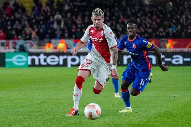 Caio Henrique Oliveira Silva (AS Monaco) - Osman Bukari (Etoile Rouge de Belgrade) FOOTBALL : AS Monaco vs Etoile Rouge de Belgrade - Europa League - Phase de groupe H - Monaco - 03 11 2022 NorbertScanella Panoramic 