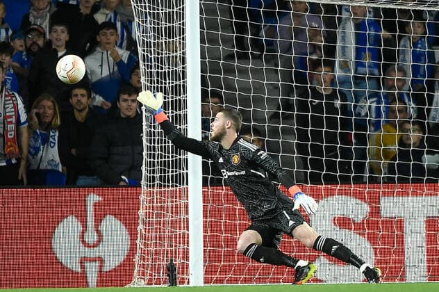 SAN SEBASTIAN, SPAIN - NOVEMBER 03: David de Gea of Manchester United, ManU during the UEFA Europa League group E match between Real Sociedad and Manchester United at Reale Arena on November 3, 2022 in San Sebastian, Spain. SPO 