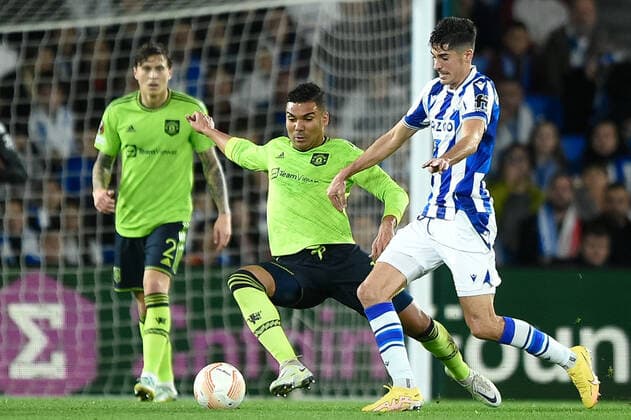 SAN SEBASTIAN, SPAIN - NOVEMBER 03: Casemiro of Manchester United, ManU during the UEFA Europa League group E match between Real Sociedad and Manchester United at Reale Arena on November 3, 2022 in San Sebastian, Spain. SPO 