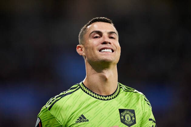 November 3, 2022, SAN SEBASTIAN, GUIPUZCOA, SPAIN: Cristiano Ronaldo of Manchester United, ManU reacts during the UEFA Europa League group E match between Real Sociedad and Manchester United at Reale Arena on November 3, 2022, in San Sebastian, Spain. SAN SEBASTIAN SPAIN - ZUMAa181 20221103_zaa_a181_012 Copyright: xRicardoxLarreinax