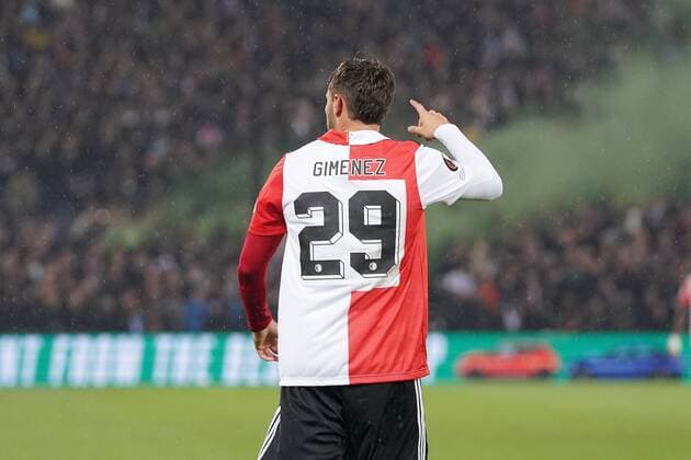 ROTTERDAM, 03-11-2022, Stadium de Kuip, the UEFA Europa League Feyenoord - Lazio Roma, Feyenoord player Santiago Gimenez celebrating the 1-0 Feyenoord - Lazio  x19132590x Copyright: